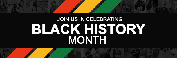 Email Banner for Black History Month - Diagonal Stripes on Photo Collage