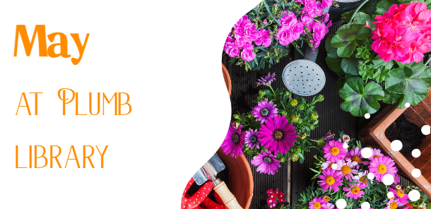 Pink and purple flowers with gardening tools