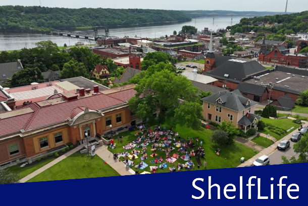 Aerial shot of library looking northeast