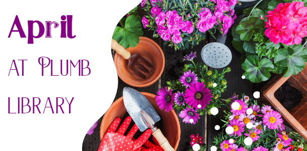 Purple and pink flowers with gardening tools Purple and pink flowers with gardening tools