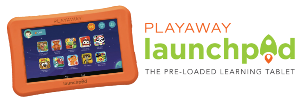 Orange, kid-friendly Launchpad tablet by Playaway, the pre-loaded learning tablet. 