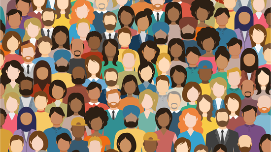 an illustration of a crowd of headshots of people