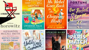 new books for adults at the Hampstead Public Library including A Deadly Episode by Anthony Horowitz, Our Perfect Storm by Carly Fortune, and Bertie's Theory of Ice Cream by Alexander McCall Smith