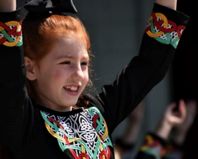 Stock photo of a close-up of a young girl in Irish Dancer outifit. Stock photo of a close-up of a young girl in Irish Dancer outifit.