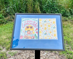 Photo of the first page of the StoryWalk board outside for the Jefferson Public Library. Photo of the first page of the StoryWalk board outside for the Jefferson Public Library.