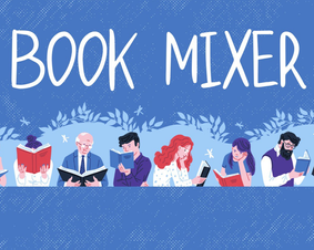 Graphic that reads: "Book Mixer" will illustrations of people reading below.