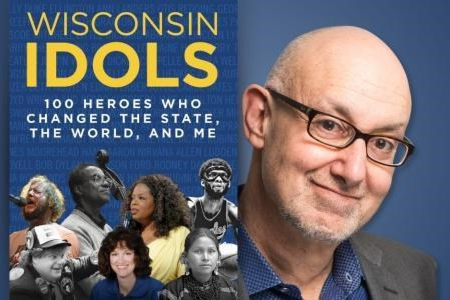 Author Dean Robbins headshot next to his Wisconsin Idols book cover.
