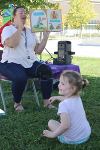 Gail reading at the Empower Simcoe event