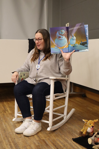 Gail reading at Snow Much Fun